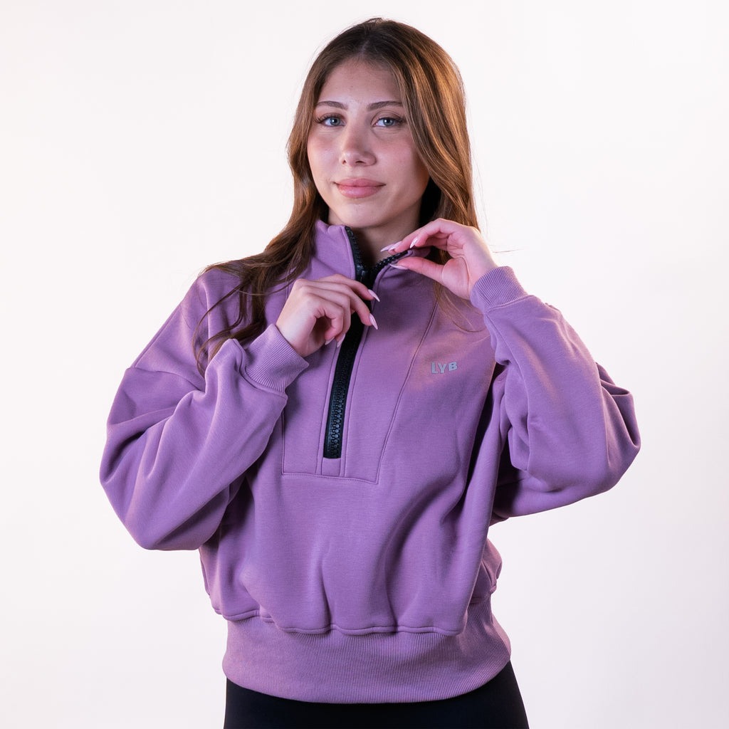 סווטשירט Half Zip סגול לוונדר