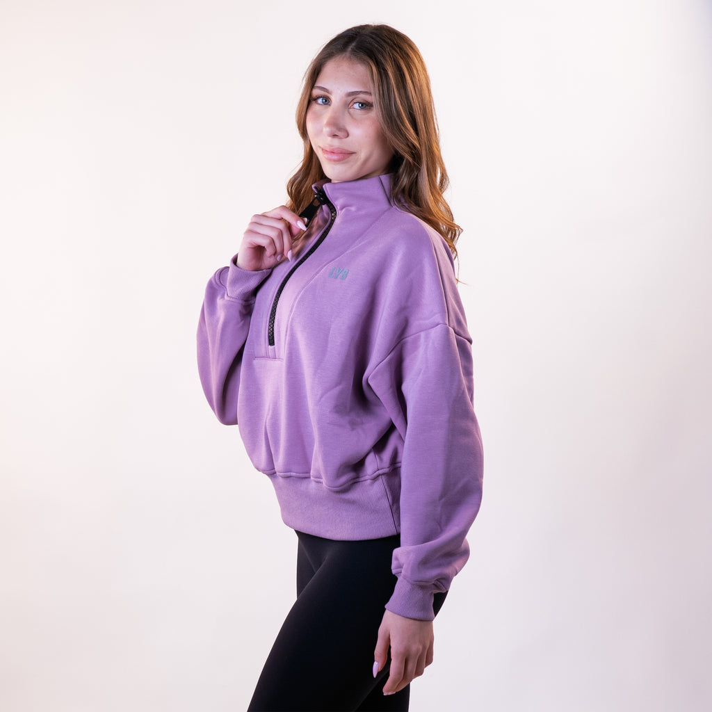 סווטשירט Half Zip סגול לוונדר