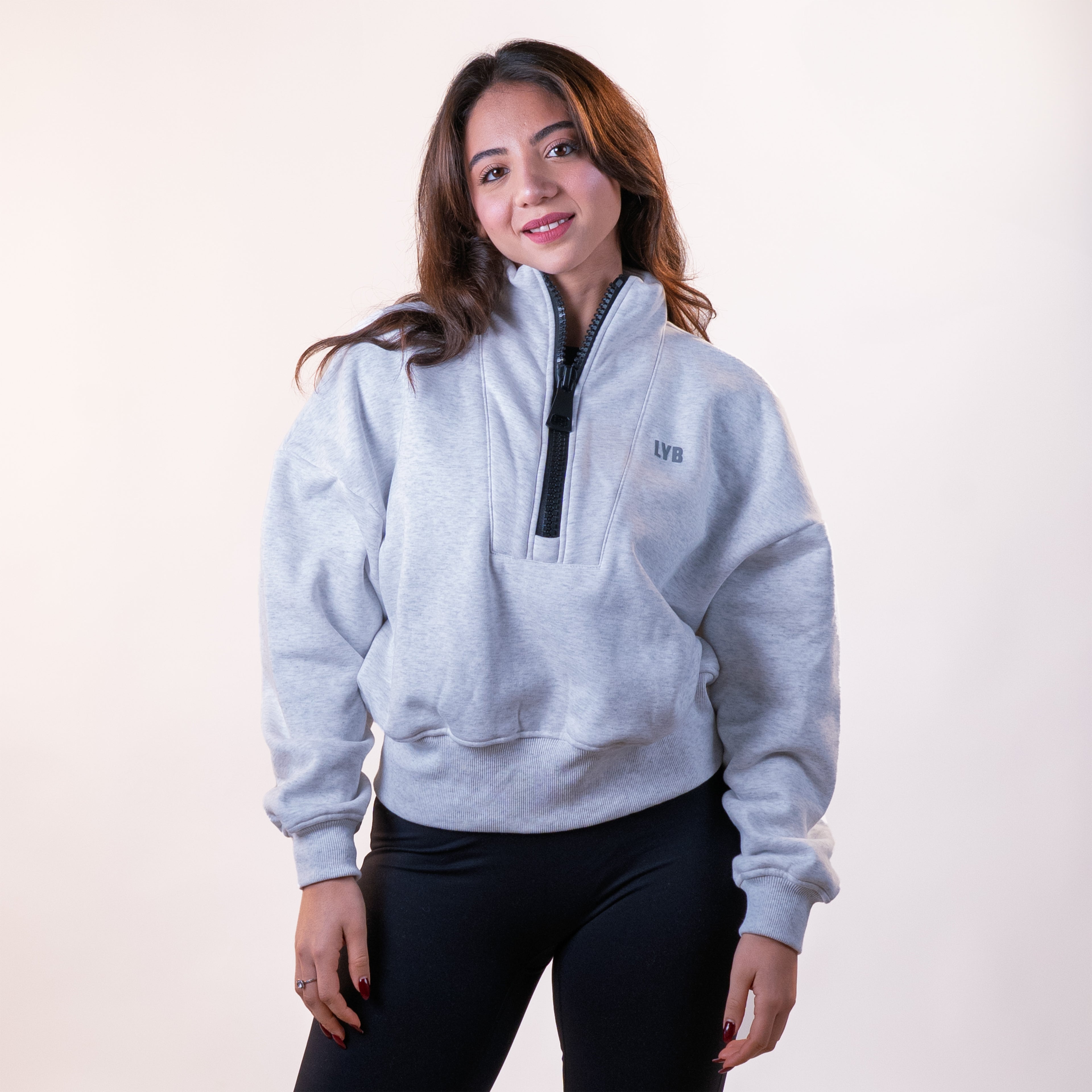 Half Zip Marled Gray