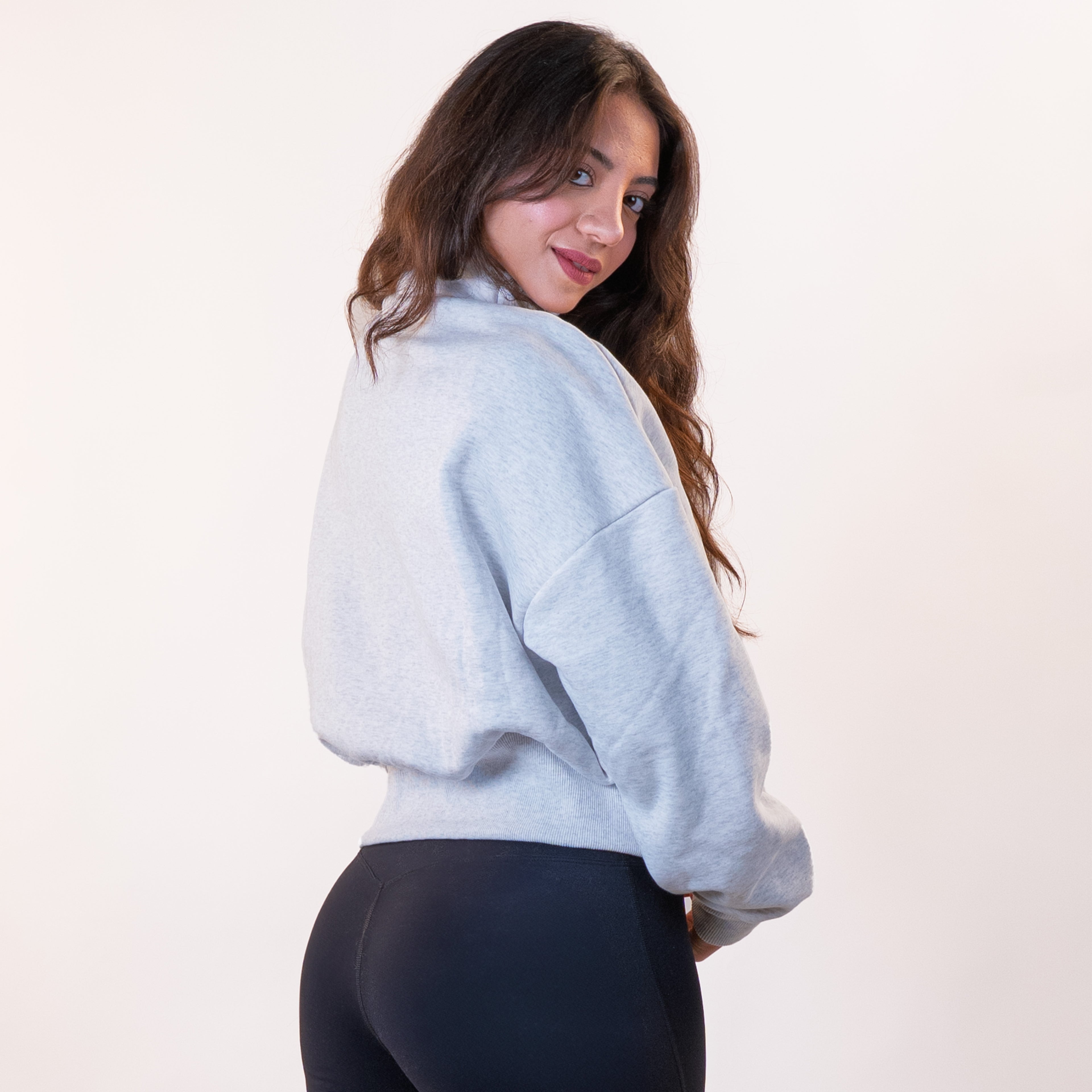 Half Zip Marled Gray