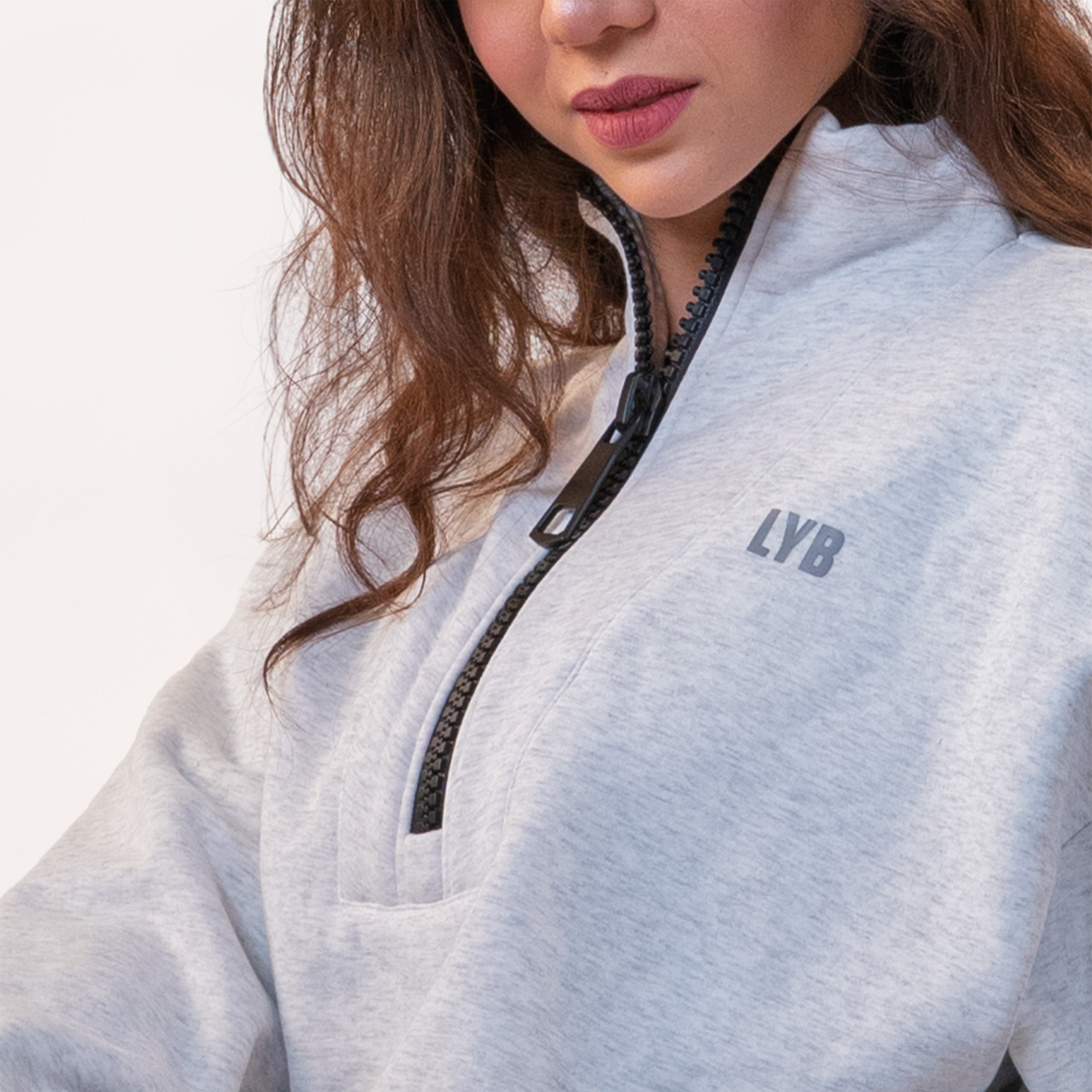 Half Zip Marled Gray